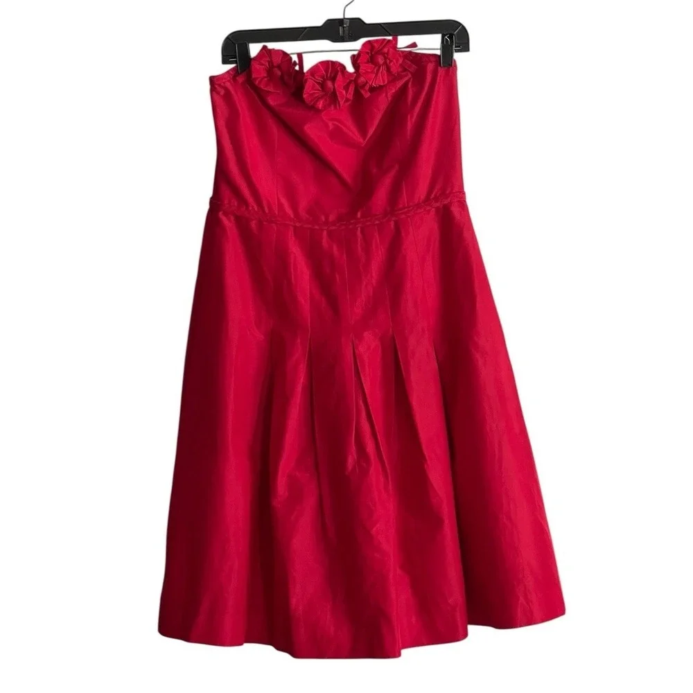 LILLY PULITZER RED STRAPLESS COCKTAIL DRESS Sz 10 SILK BLEND FULL FORMAL - Picture 1 of 7